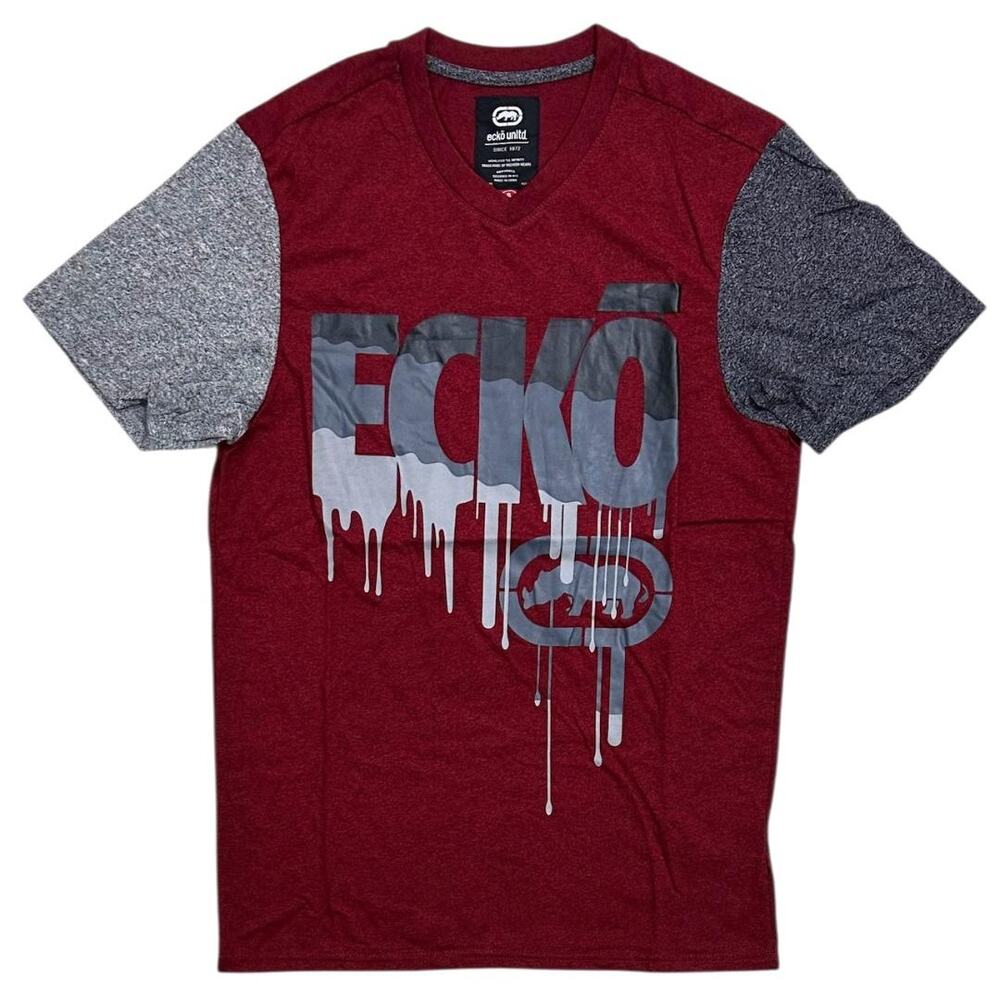Ecko Unlimited Red Short Sleeve Graphic V-Neck Tee
